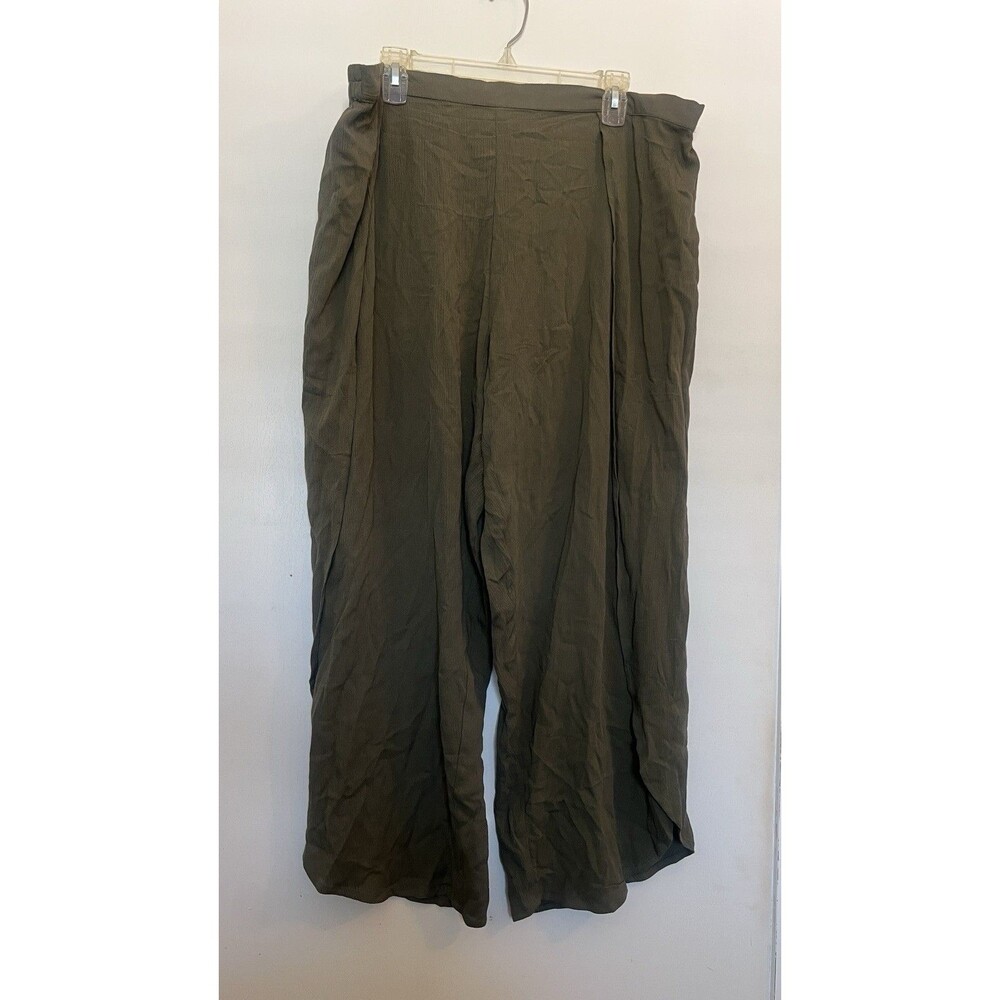 K. Jordan Women's Olive Split Wide-Leg Pants Plus Size 2X Summer Vacation